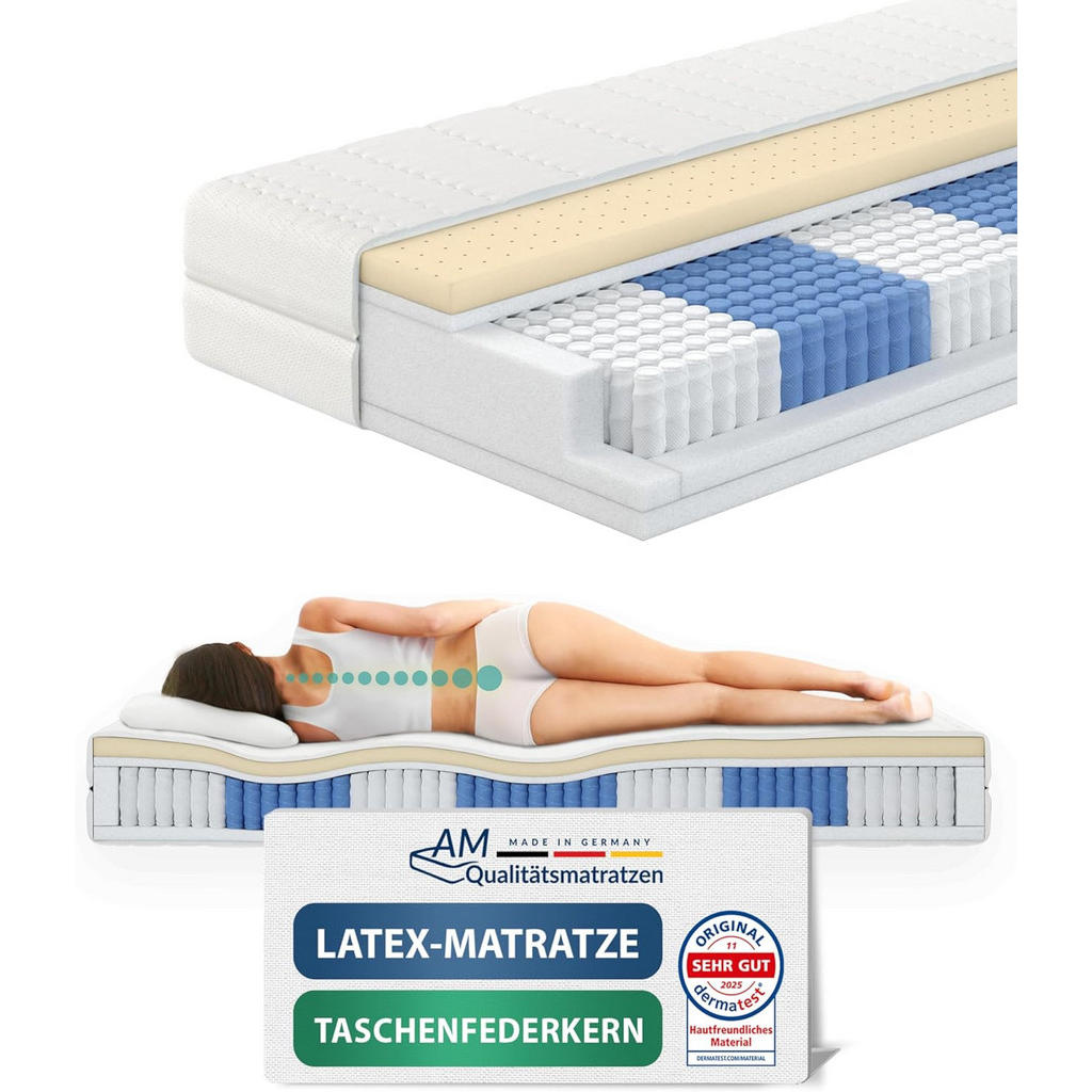 AM Qualitätsmatratzen LATEXOVÁ matrace s taštičkovými pružinami