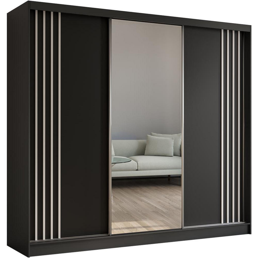 Beautysofa SKŘÍŇ s posuvnými dveřmi Nela 240/216/61 černá se zásuvkami