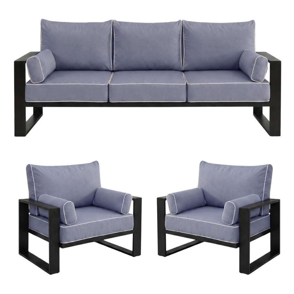 Beautysofa ZAHRADNÍ sada Verdino 3+1+1 s kovovým rámem