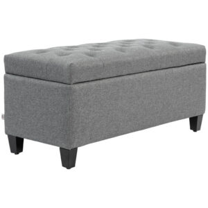 HOMCOM LAVIČKA Polyester Dřevo Světle šedá
