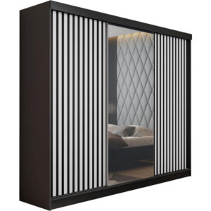Kier Furniture POSUVNÁ ŠATNÍ SKŘÍŇ MALANI - Černá a Bílá 200x205x59 cm