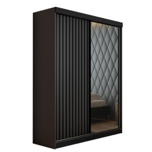Kier Furniture POSUVNÁ ŠATNÍ SKŘÍŇ MALANI - Černá a Grafitová Anthrazit 138x205x59 cm