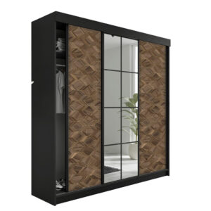 Kier Furniture ŠATNÍ SKŘÍŇ s posuvnými dveřmi LAMARO - 250x205x59cm - Černá & Art Deco