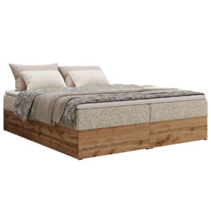 MKS KONTINENTÁLNÍ POSTEL WOOD ZERO 140/200 - Béžová Strukturovaná látka - H3