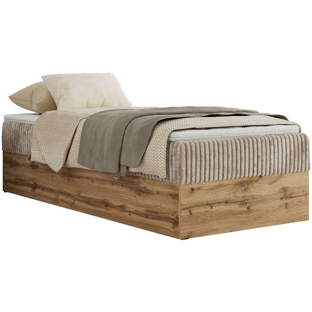 MKS KONTINENTÁLNÍ POSTEL WOOD ZERO 90/200 - Světle hnědá Manšestr - H3