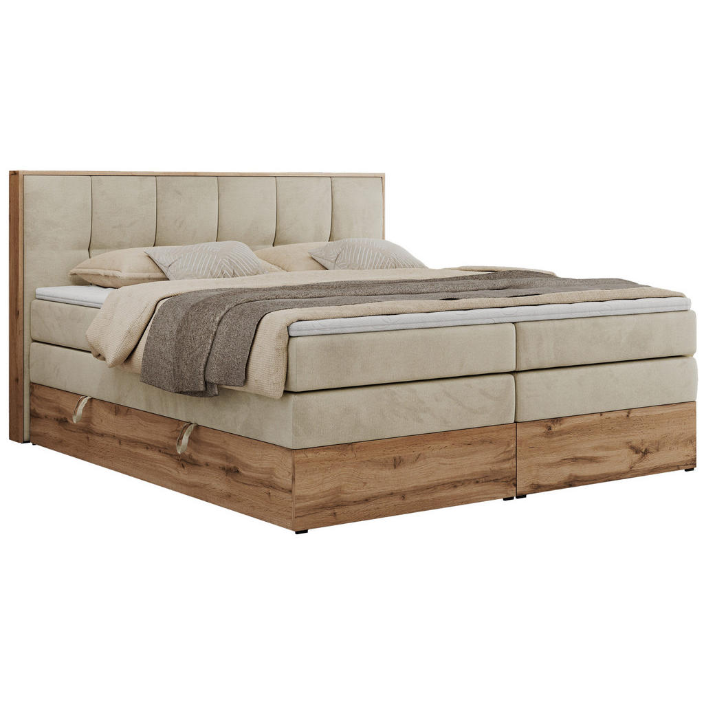 MKS POSTEL BOXSPRING ALBERO 1 KING 120/200 - Béžová Samet - H3