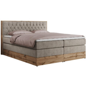 MKS POSTEL BOXSPRING AMORE KING 200/200 - Béžová Strukturovaná látka - H3