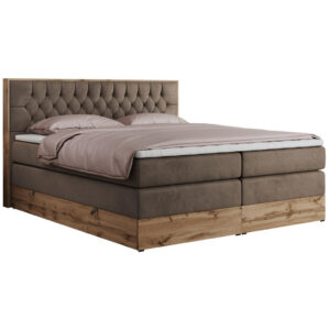 MKS POSTEL BOXSPRING AMORE KING 160/200 - Hnědá Samet - H3