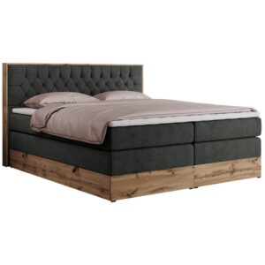 MKS POSTEL BOXSPRING AMORE KING 200/200 - Šedá Strukturovaná látka - H3