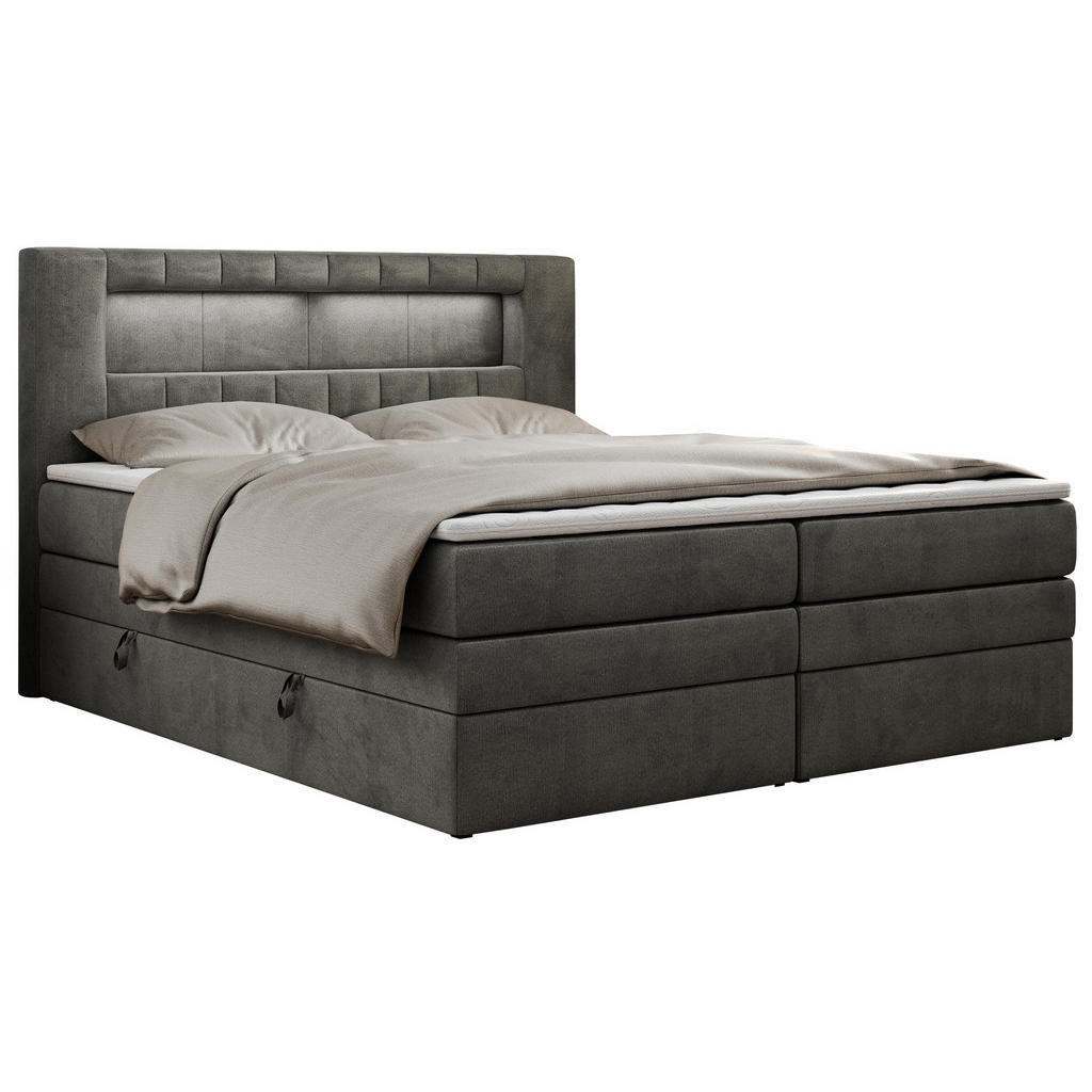MKS POSTEL BOXSPRING GOLD 5 KING 160/200 - Šedá Samet - H3