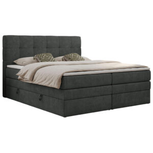 MKS POSTEL BOXSPRING LUKA KING 180/200 - Šedá Strukturovaná látka - H3