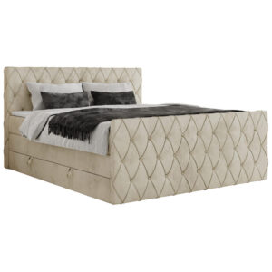 MKS POSTEL BOXSPRING MIREN KING DUO 140/200 - Béžová Samet - H3