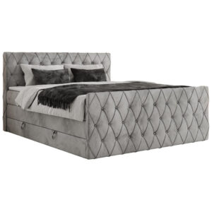 MKS POSTEL BOXSPRING MIREN KING DUO 120/200 - Světle šedá Samet - H3