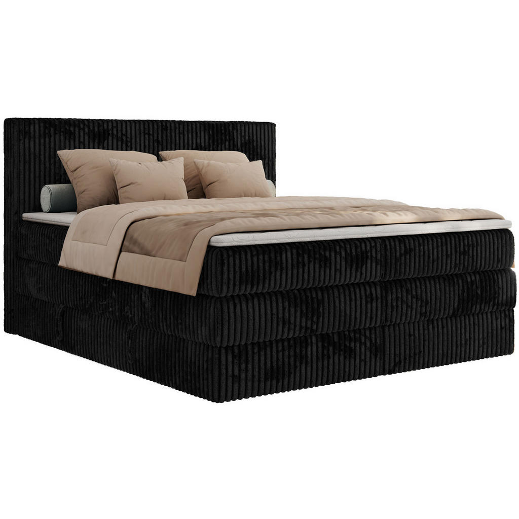 MKS POSTEL BOXSPRING TILIANO KING 140/200 - Černý manšestr - H3