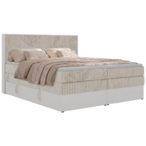 MKS POSTEL BOXSPRING TRAVIT KING 140/200 - Béžová Manšestr - Topper Visco - H3