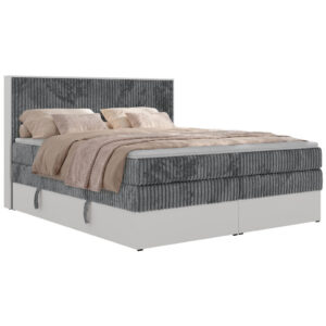 MKS POSTEL BOXSPRING TRAVIT KING 160/200 - Šedá Manšestr - Topper Visco - H3