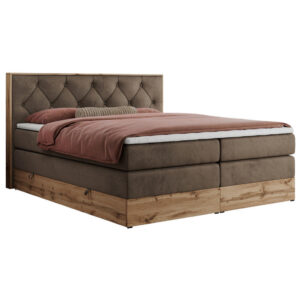 MKS POSTEL BOXSPRING VENETO KING 160/200 - Hnědá Samet - H3