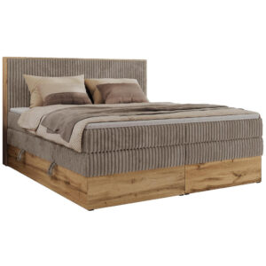 MKS POSTEL BOXSPRING WOOD CLASSIC KING 140/200 - Světle hnědá Manšestr - H3
