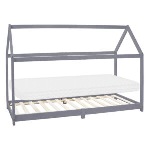 ML-DESIGN DĚTSKÁ POSTEL se stříškou a matrací 90x200 cm světle šedá