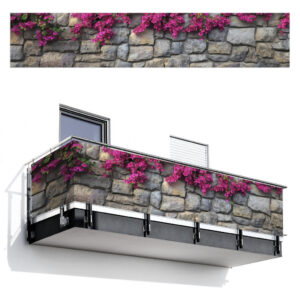 MuchoWow BALKONOVÁ ZÁSTĚNA Bougainvillea - Kamenná zeď - růžová 500x100 cm