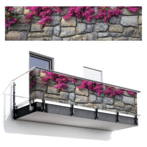 MuchoWow BALKONOVÁ ZÁSTĚNA Bougainvillea - Kamenná zeď - růžová 500x120 cm