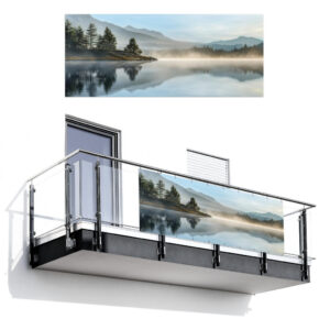 MuchoWow BALKONOVÁ ZÁSTĚNA Jezero - Mlha - Hory - Krajina 300x120 cm