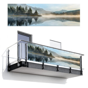 MuchoWow BALKONOVÁ ZÁSTĚNA Jezero - Mlha - Hory - Krajina 300x95 cm