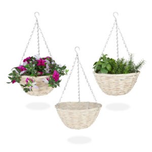 Relaxdays AMPEL Přírodní 3dílný-set proutí 12x25 cm řetěz
