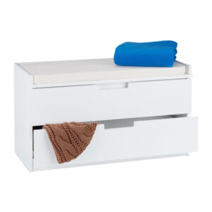 Relaxdays LAVICE Bílá 2 zásuvky polstrovaný sedák MDF