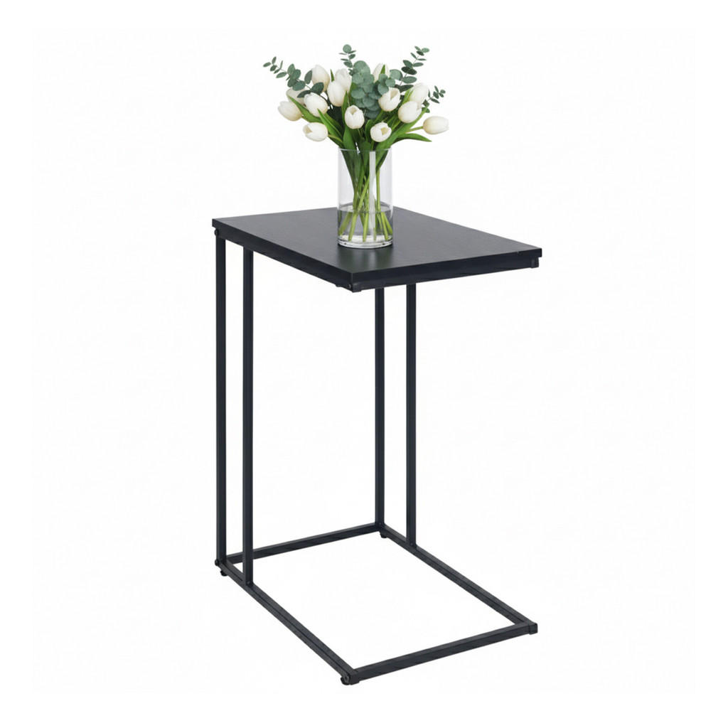 Relaxdays ODKLÁDACÍ STOLEK Černý tvar C MDF 64 cm