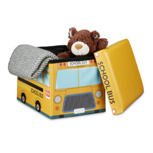 Relaxdays TRUHLA Vícebarevná motiv školní autobus 37 L