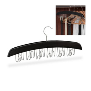 Relaxdays VĚŠÁK černý dřevo kov 12 háčků 43 cm