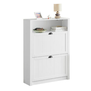 SoBuy BOTNÍK se 2 dveřmi Bílá 80x24x110cm Moderní