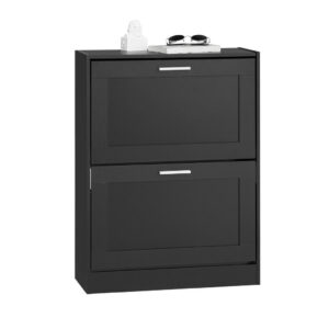 SoBuy BOTNÍK se 2 dveřmi Černá 60x25x80cm Moderní