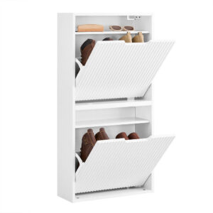 SoBuy BOTNÍK se dvěma dveřmi Bílá 50x19x100cm Minimalistický