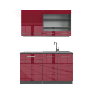 Vicco JEDNOTKOVÁ KUCHYNĚ Fame-Line Bordeaux vysoký lesk/antracitová 140 cm