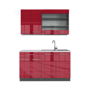 Vicco JEDNOTKOVÁ KUCHYNĚ Fame-Line Bordeaux vysoký lesk/antracitová 140 cm