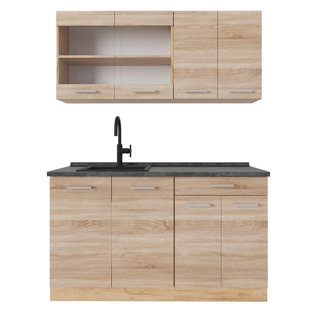 Vicco JEDNOTKOVÁ KUCHYNĚ R-Line Dub Sonoma/Goldkraft 140 cm