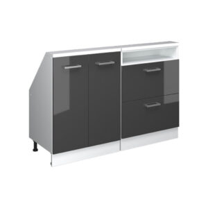 Vicco KUCHYŇSKÁ SKŘÍŇKA POD ŠIKMOU STŘECHU R-Line Antracitový vysoký lesk 120 cm Sada 2 kusů