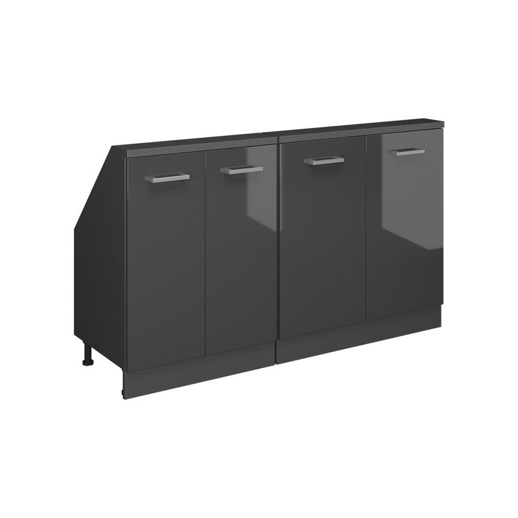 Vicco KUCHYŇSKÁ SKŘÍŇKA POD ŠIKMOU STŘECHU R-Line Antracitový vysoký lesk 140 cm Sada 2 kusů