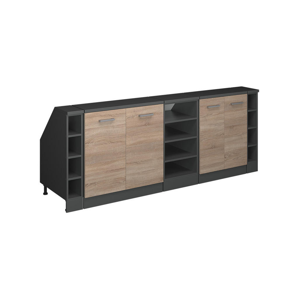 Vicco KUCHYŇSKÁ SKŘÍŇKA POD ŠIKMOU STŘECHU R-Line Sonoma 210 cm Sada 5 korpusů skříně hloubka 60 cm