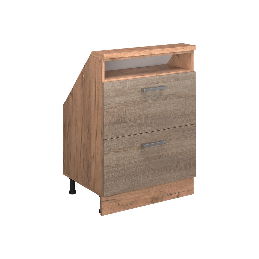 Vicco KUCHYŇSKÁ SKŘÍŇKA POD ŠIKMOU STŘECHU R-Line Sonoma 60 cm se 2 zásuvkami