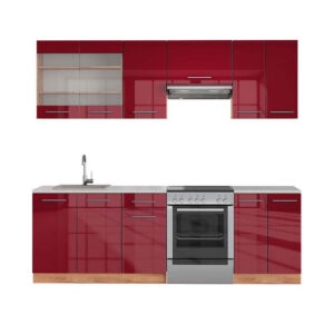 Vicco KUCHYŇSKÝ KOUT Fame-Line Bordeaux vysoký lesk/zlatý dub 240 cm