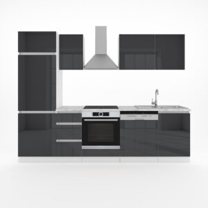 Vicco KUCHYŇSKÝ KOUT Optima Antracitový vysoký lesk/bílá 270 cm bez pracovní desky