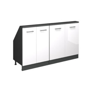 Vicco KUCHYŇSKÁ SKŘÍŇKA POD ŠIKMOU STŘECHU R-Line Bílá vysoký lesk 140 cm Sada 2 kusů