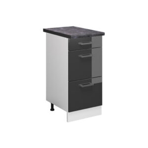 Vicco SPODNÍ SKŘÍŇKA KUCHYŇSKÉ LINKY R-Line Antracitový vysoký lesk 40 cm se zásuvkami