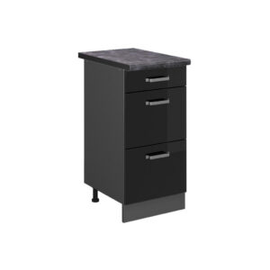 Vicco SPODNÍ SKŘÍŇKA KUCHYŇSKÉ LINKY R-Line Černý vysoký lesk 40 cm se zásuvkami
