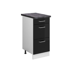 Vicco SPODNÍ SKŘÍŇKA KUCHYŇSKÉ LINKY R-Line Černý vysoký lesk 40 cm se zásuvkami