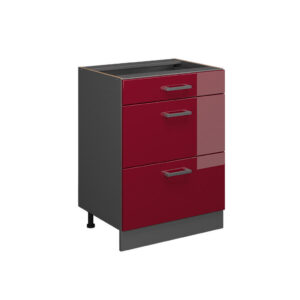 Vicco SPODNÍ SKŘÍŇKA KUCHYŇSKÉ LINKY R-Line Červená vysoký lesk 60 cm se zásuvkami